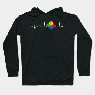 Autism Awareness Shirt, Puzzle Heartbeat Day Hoodie